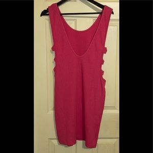 Sexy ASOS Light Pink Ribbed Bodycon Cutout Dress